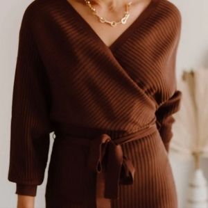 RIBBED SEXY SWEATER DRESS